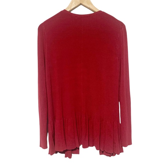 🎄 3/$15 41 Hawthorn Open Front Ruffle Hem Long Sleeve Cardigan M - Picture 7 of 7